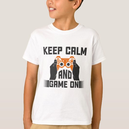 Blijf kalm en game spelen op Typografie T-shirt (Voorkant)