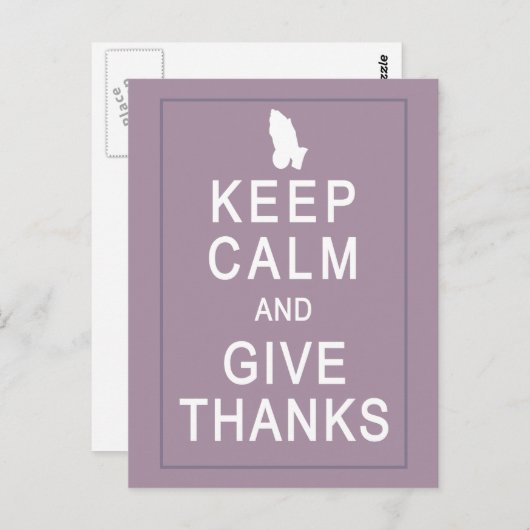 Blijf kalm en geef Bedankt met biddende handen Briefkaart (Voorkant / Achterkant)