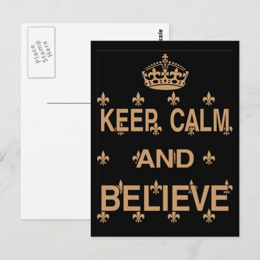 Blijf kalm en geloof briefkaart (Voorkant / Achterkant)