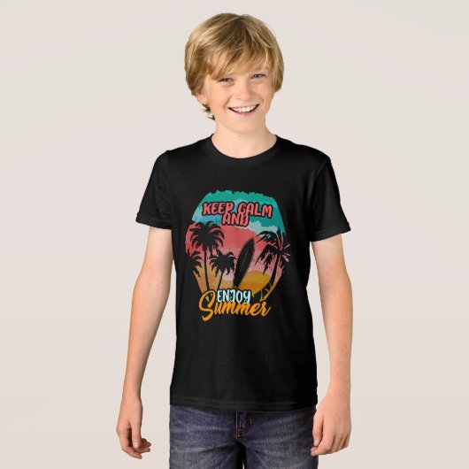 Blijf kalm en geniet van de zomer Tri-Blend shirt (Voorkant volledig)