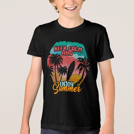Blijf kalm en geniet van de zomer Tri-Blend shirt (Voorkant)
