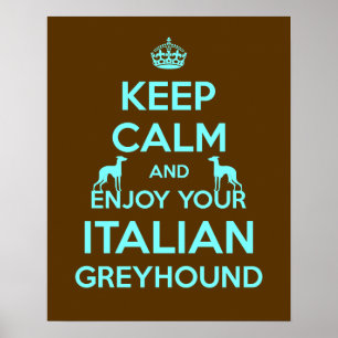 Blijf kalm en geniet van je Italiaanse Greyhound Poster