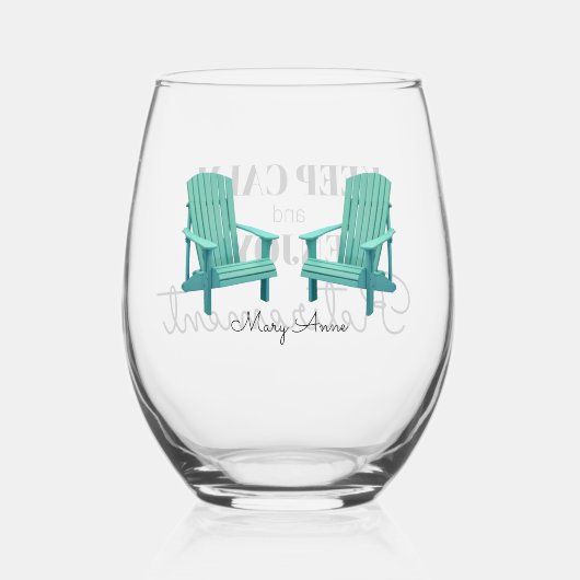 Blijf kalm en geniet van pensioen Stemless wijngla Wijnglas Zonder Voet (Achterkant)