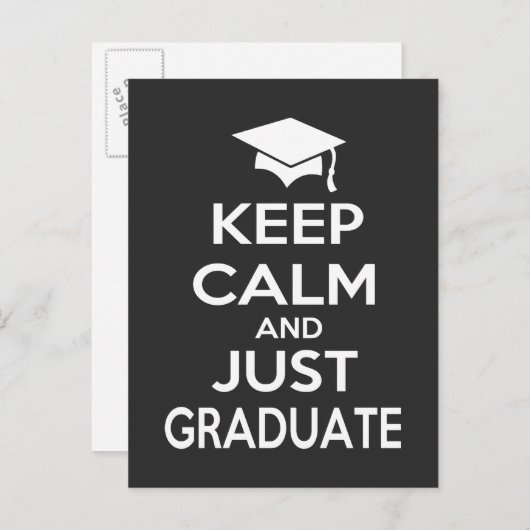 Blijf kalm en gewoon Afstuderen Aankondigingskaart (Voorkant / Achterkant)