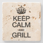BLIJF KALM EN GRILL STENEN ONDERZETTER (Voorkant)