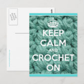 Blijf kalm en haak op blauw briefkaart (Voorkant / Achterkant)