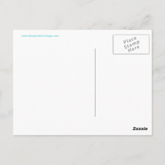 Blijf kalm en haak op blauw briefkaart (Achterkant)