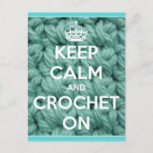 Blijf kalm en haak op blauw briefkaart (Voorkant)