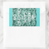 Blijf kalm en haak op blauw rechthoekige sticker (Tas)