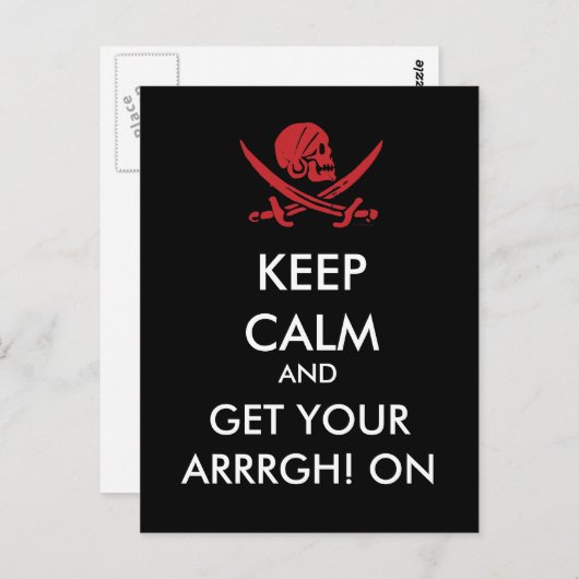 Blijf kalm en haal je arm. betreffende piraatBrief Briefkaart (Voorkant / Achterkant)