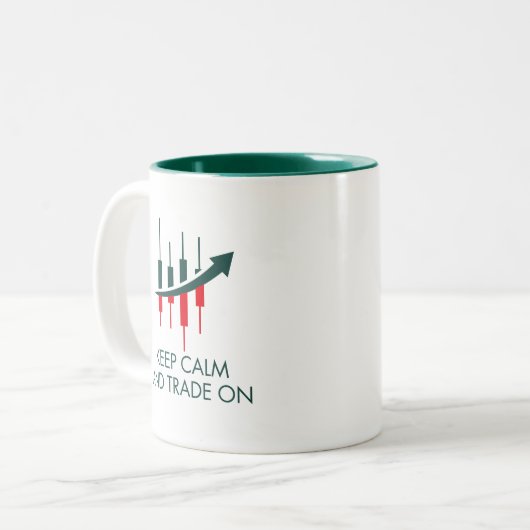 Blijf kalm en handel op Mok (Voorkant links)