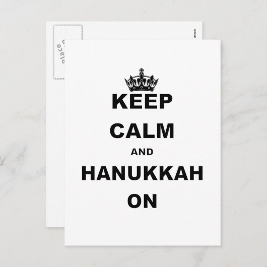 BLIJF KALM EN HANUKKAH AAN FEESTDAGENKAART (Voorkant / Achterkant)