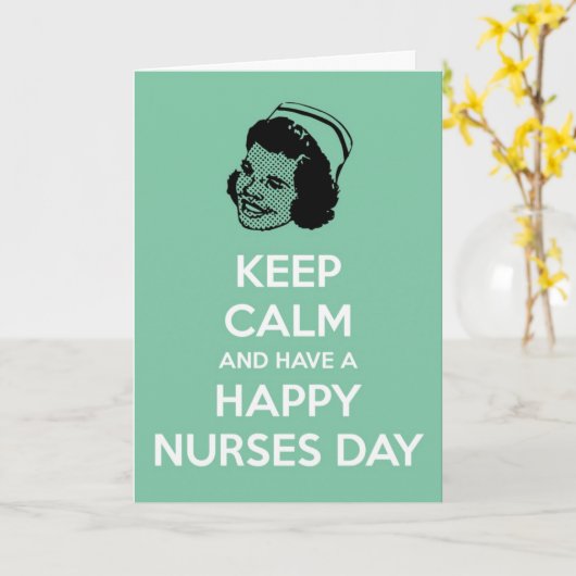 Blijf kalm en heb een gelukkige verpleegdag kaart (Gele Bloem)