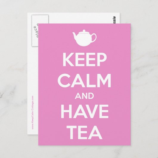 Blijf kalm en heb een roze Briefkaart (Voorkant / Achterkant)