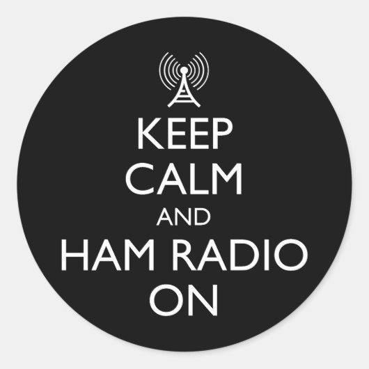 Blijf kalm en hou de radio aan ronde sticker (Voorkant)
