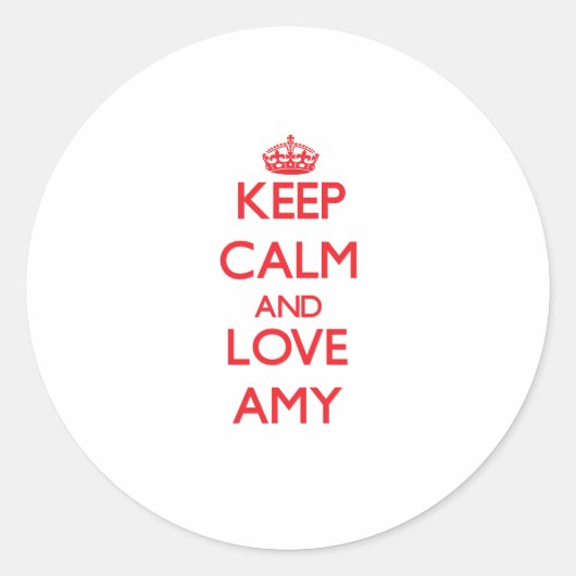 Blijf kalm en hou van Amy Ronde Sticker (Voorkant)