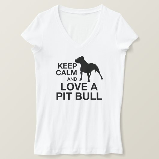 Blijf kalm en hou van een pitbull verticaal roze t-shirt (Design voorkant)