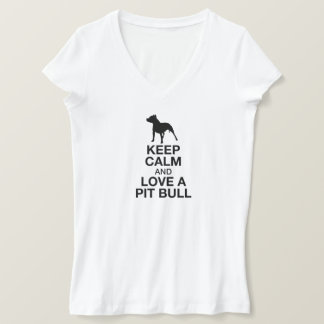 Blijf kalm en hou van een pitbull verticaal t-shirt