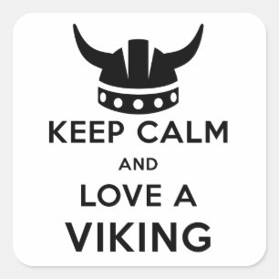Blijf kalm en hou van een Viking sticker - vierkan