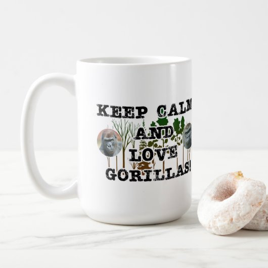 "Blijf kalm en hou van gorilla's Koffiemok (Met donut)
