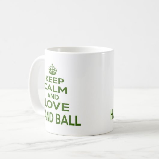 Blijf kalm en hou van handschoen koffiemok (Voorkant links)