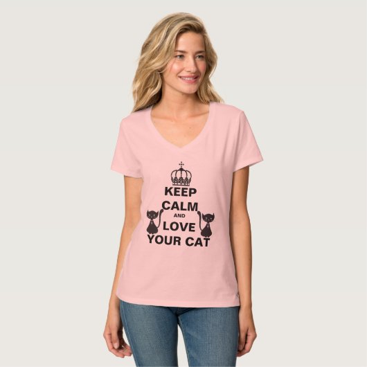 Blijf kalm en hou van je kat t-shirt (Voorkant volledig)