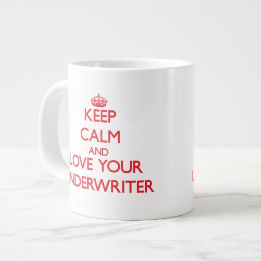 Blijf kalm en hou van je onderschrijver grote koffiekop (Links)