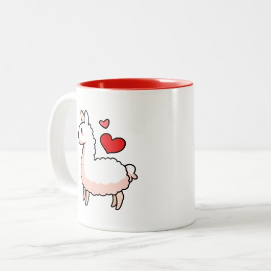 Blijf kalm en hou van lama's tweekleurige koffiemok (Voorkant links)