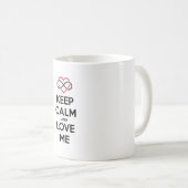 Blijf kalm en hou van me, oneindig hart koffiemok (Voorkant rechts)