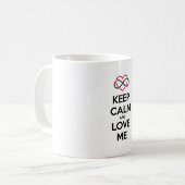 Blijf kalm en hou van me, oneindig hart koffiemok (Voorkant links)