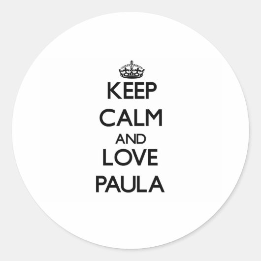 Blijf kalm en hou van Paula Ronde Sticker (Voorkant)