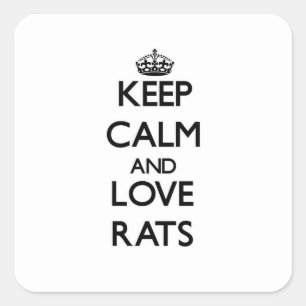 Blijf kalm en hou van ratten vierkante sticker