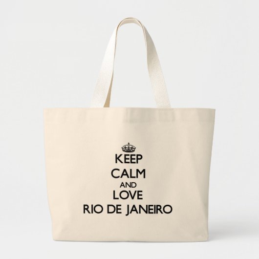 Blijf kalm en hou van Rio De Janeiro Grote Tote Bag (Voorkant)