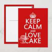 Blijf kalm en hou van taart briefkaart (Voorkant / Achterkant)