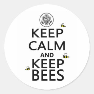 Blijf kalm en houd bijen ronde sticker