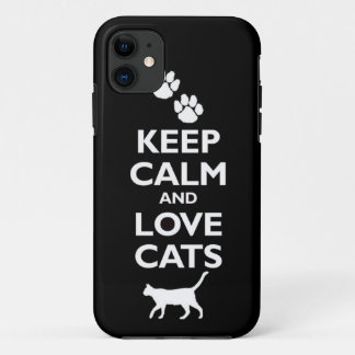 blijf kalm en houd van katten katachtige huisdier iPhone 11 hoesje