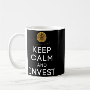 Blijf Kalm En Investeer In Bit Coin Cryp Valuta Koffiemok