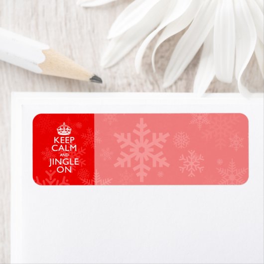 Blijf kalm en jingle op rood decor etiket (Insitu)