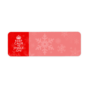 Blijf kalm en jingle op rood decor etiket