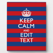 BLIJF KALM EN Jouw tekst op blauwe strepen Fotoplaat (Voorkant)