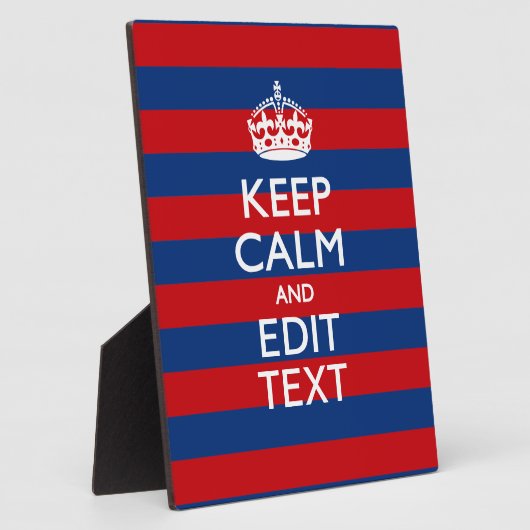 BLIJF KALM EN Jouw tekst op blauwe strepen Fotoplaat (Zijkant)