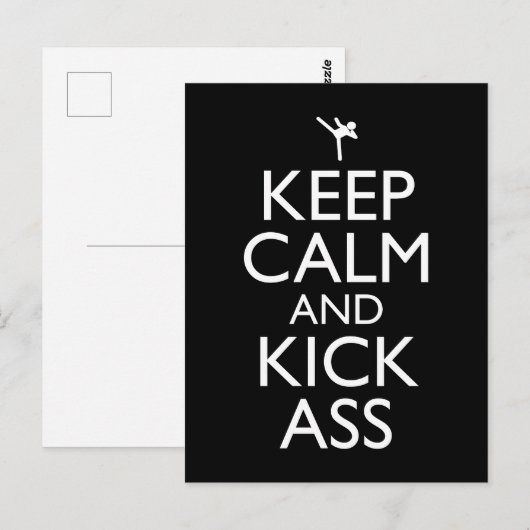Blijf kalm en kick-ass briefkaart (Voorkant / Achterkant)