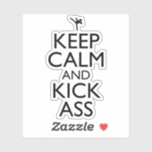 Blijf kalm en kick-ass sticker (Vel)
