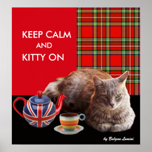 "BLIJF KALM EN KITTY AAN" ,RODE RUT, KAT THEEPARTI POSTER