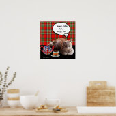 "Blijf kalm en kitty aan" ,rode tartan, theevisite Poster (Keuken)
