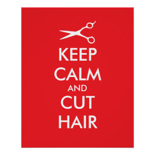Blijf kalm en knip haar poster voor kapsalon