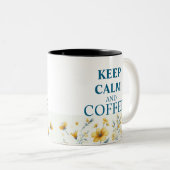 Blijf kalm en koffie Floral Design Coffee Mok (Voorkant rechts)