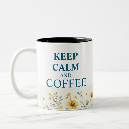 Blijf kalm en koffie Floral Design Coffee Mok (Links)