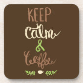 Blijf kalm en koffie - Grappig Drankjes Onderzetter (Voorkant)