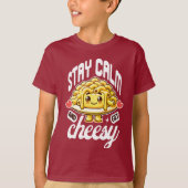 Blijf kalm en krijg cheesy Mac en kaas T-shirt (Voorkant)